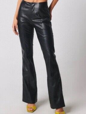 Tiger Mist Faux Leather Vegan Black Flare Boot Cut Pants Size Small